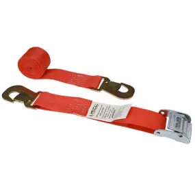 2"x 8' Cam Buckle Strap w Flat Snap Hooks - Motorcycle Tie Down Straps