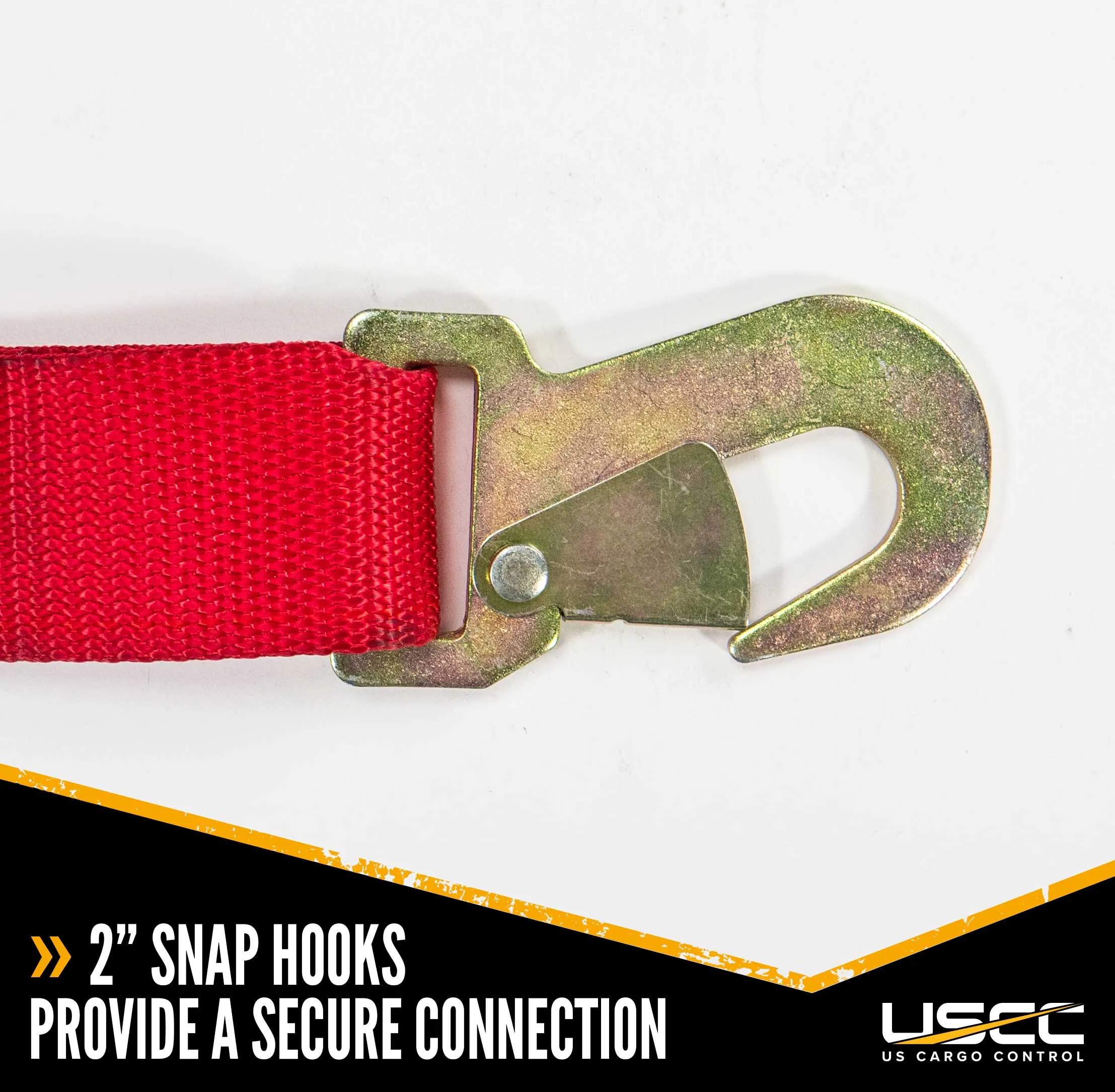 2"x 8' Cam Buckle Strap w Flat Snap Hooks - Motorcycle Tie Down Straps