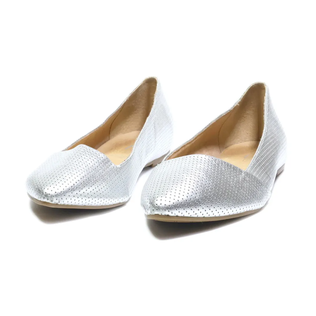5Th Avenue Ballerinas Leather Silver Colour For Women