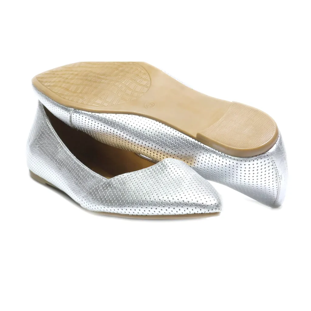 5Th Avenue Ballerinas Leather Silver Colour For Women