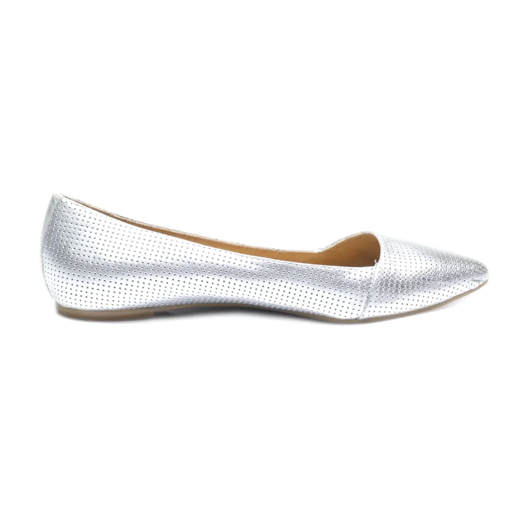5Th Avenue Ballerinas Leather Silver Colour For Women