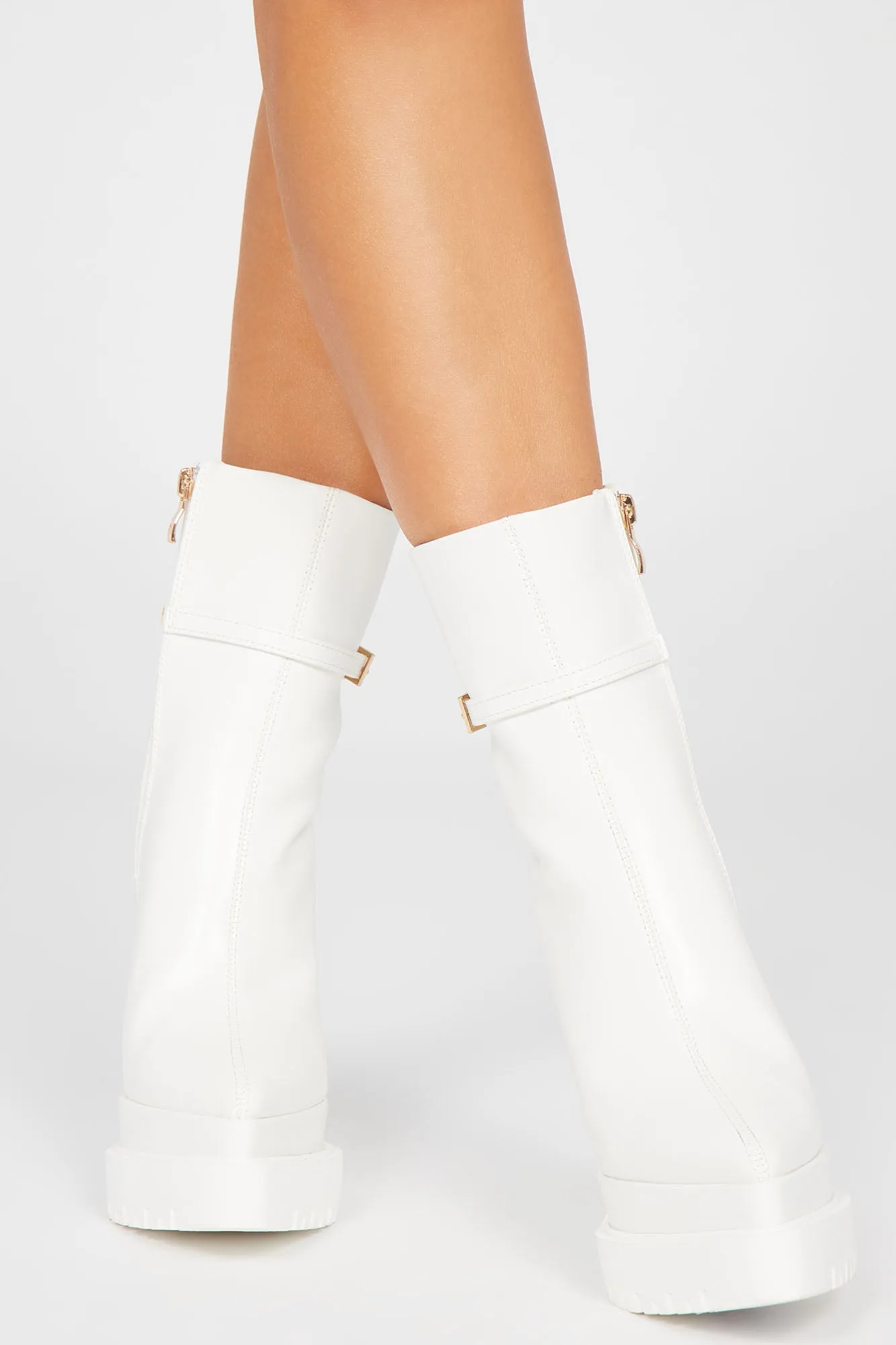 Above The Rest Platform Booties - White
