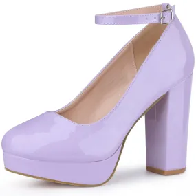 Ankle Strap Platform Chunky Heel Mary Jane Pumps for Women