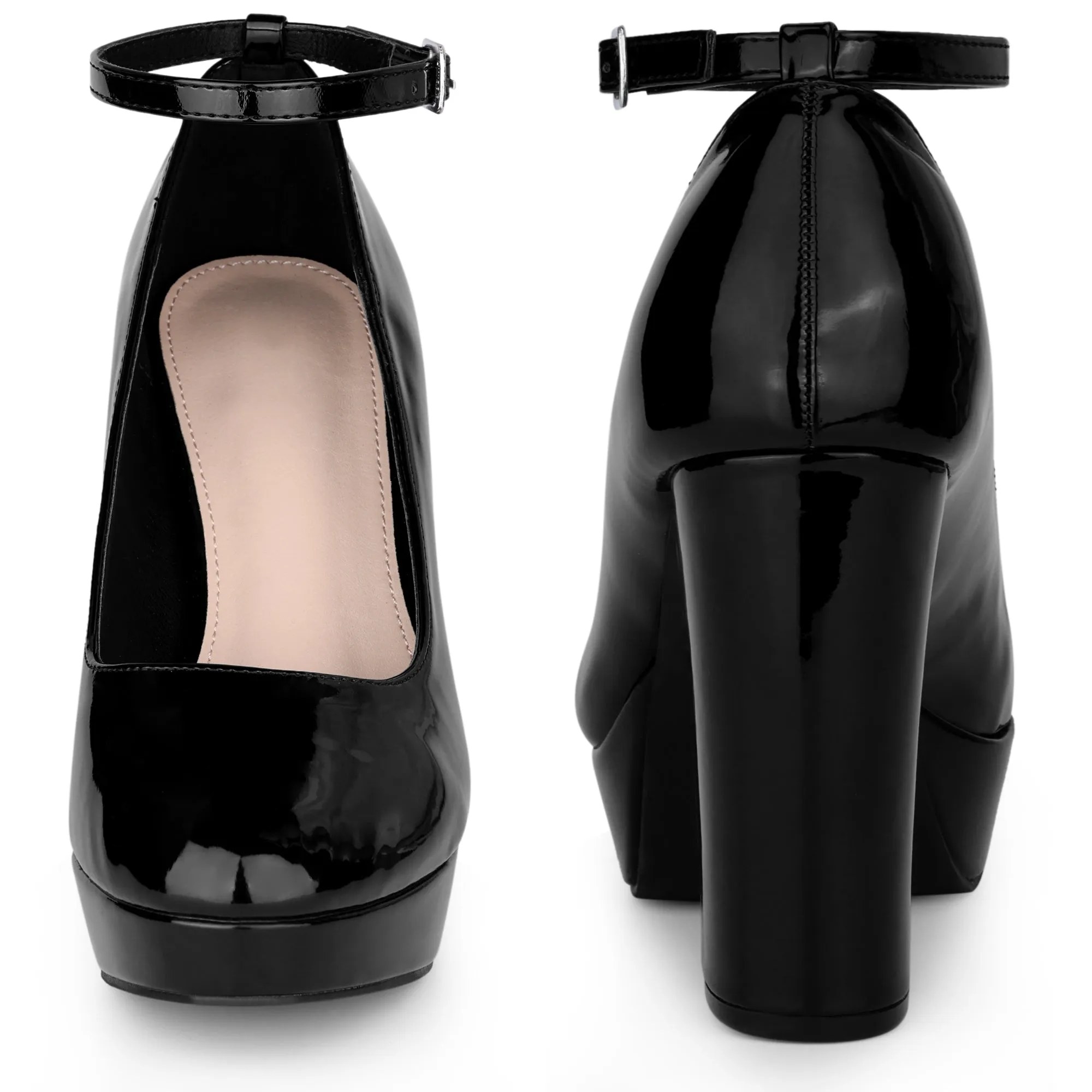 Ankle Strap Platform Chunky Heel Mary Jane Pumps for Women