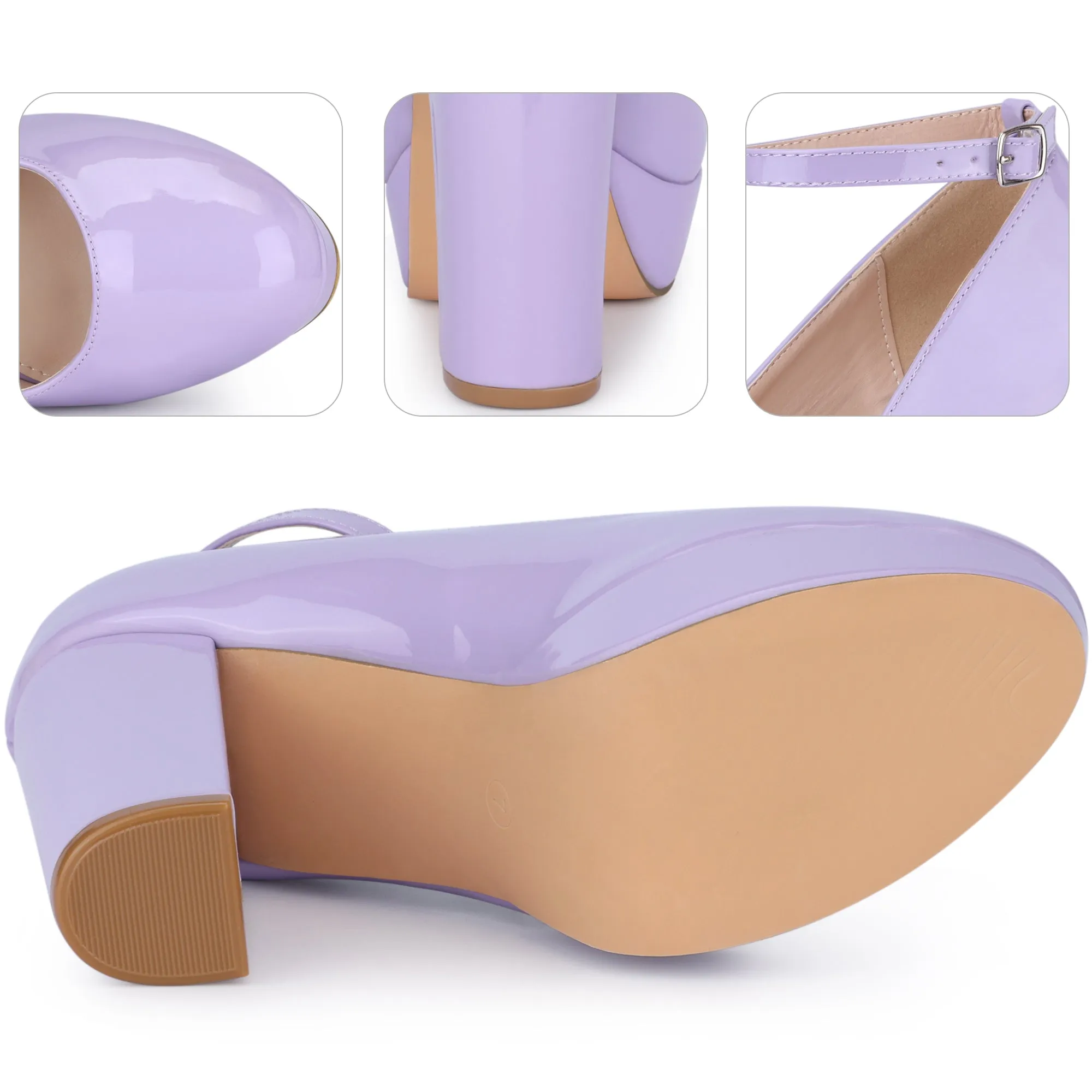Ankle Strap Platform Chunky Heel Mary Jane Pumps for Women