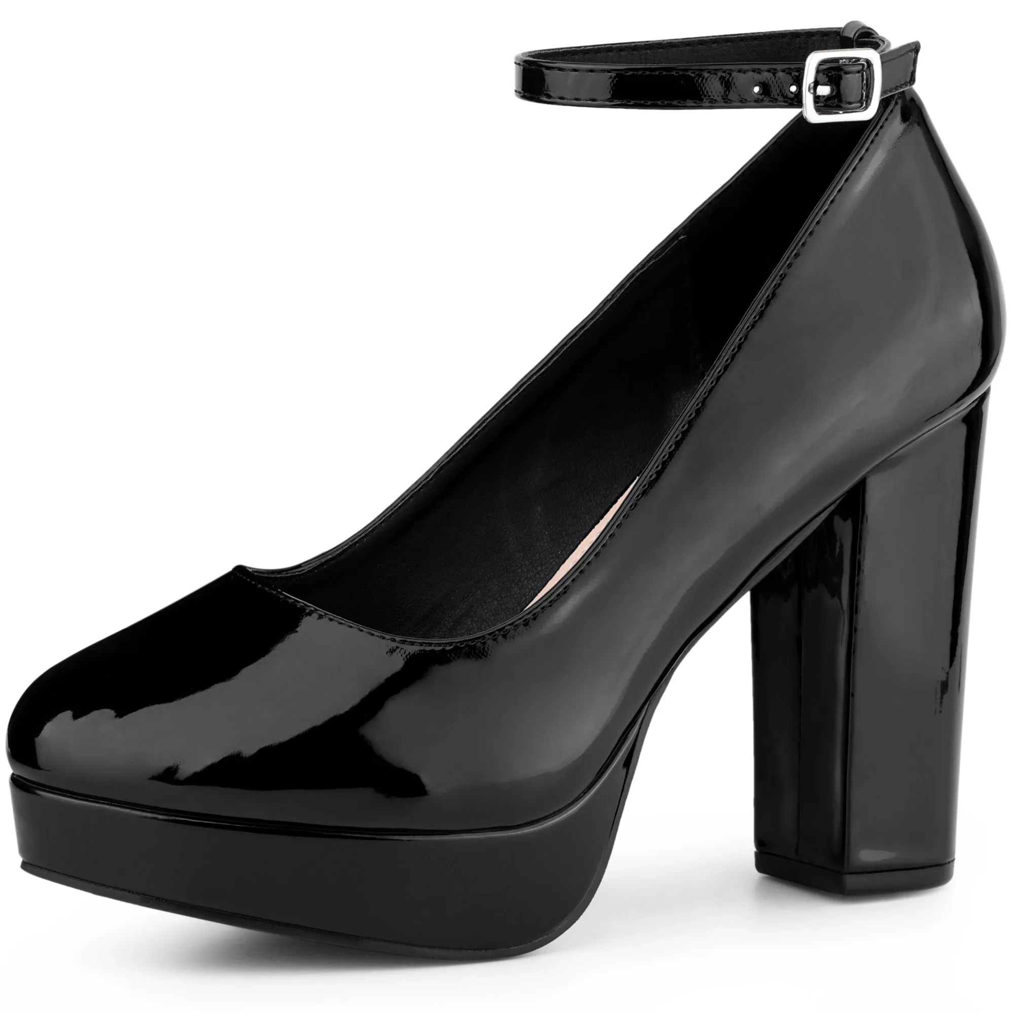 Ankle Strap Platform Chunky Heel Mary Jane Pumps for Women