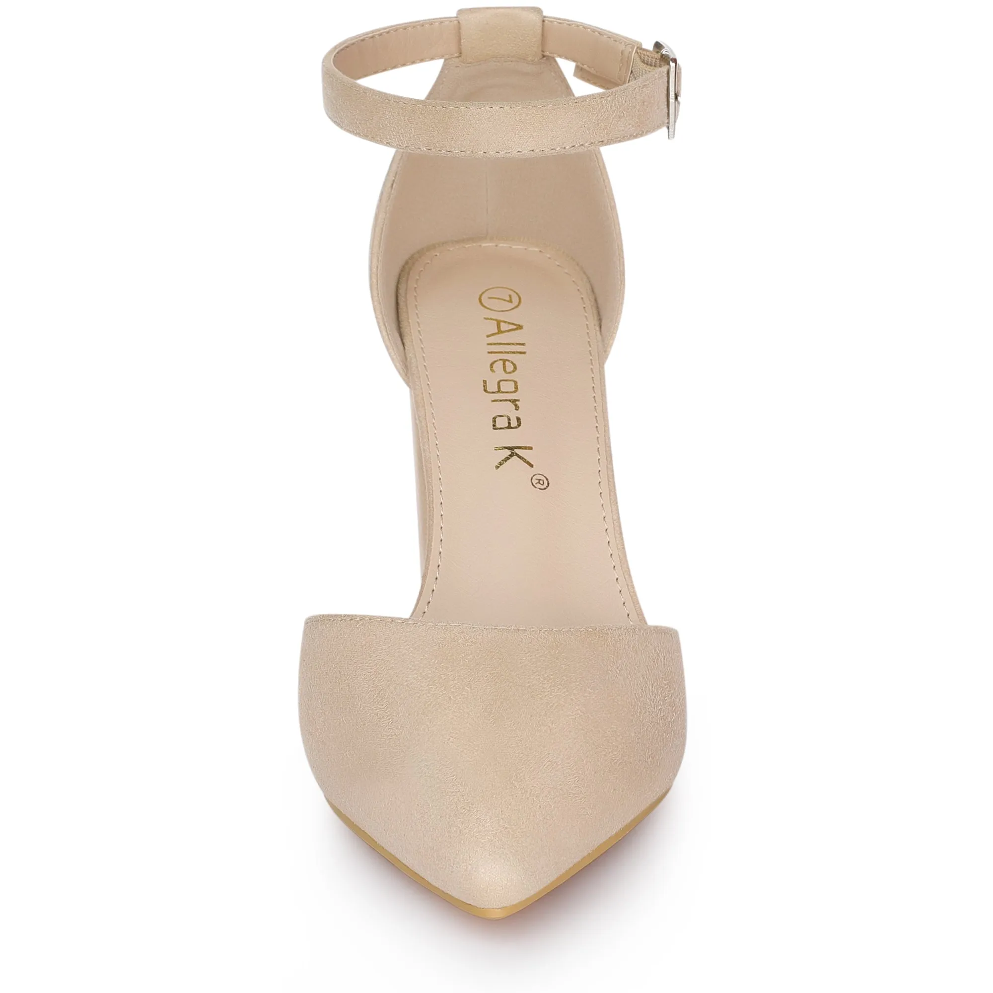Ankle Strap Pointed Toe Block Heel Pumps