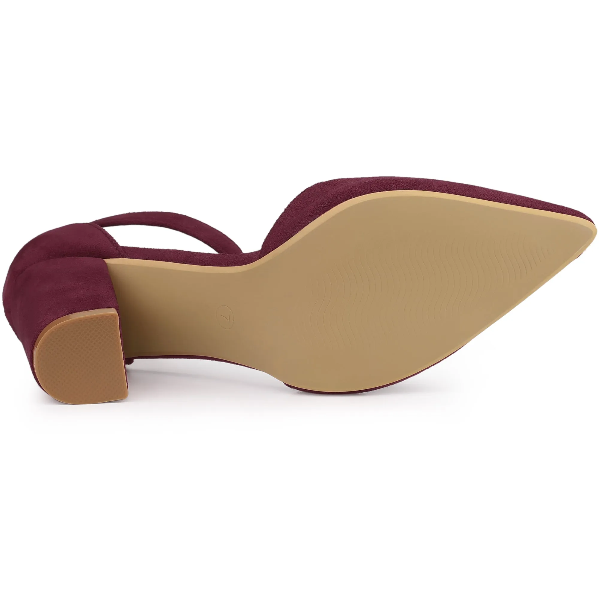 Ankle Strap Pointed Toe Block Heel Pumps