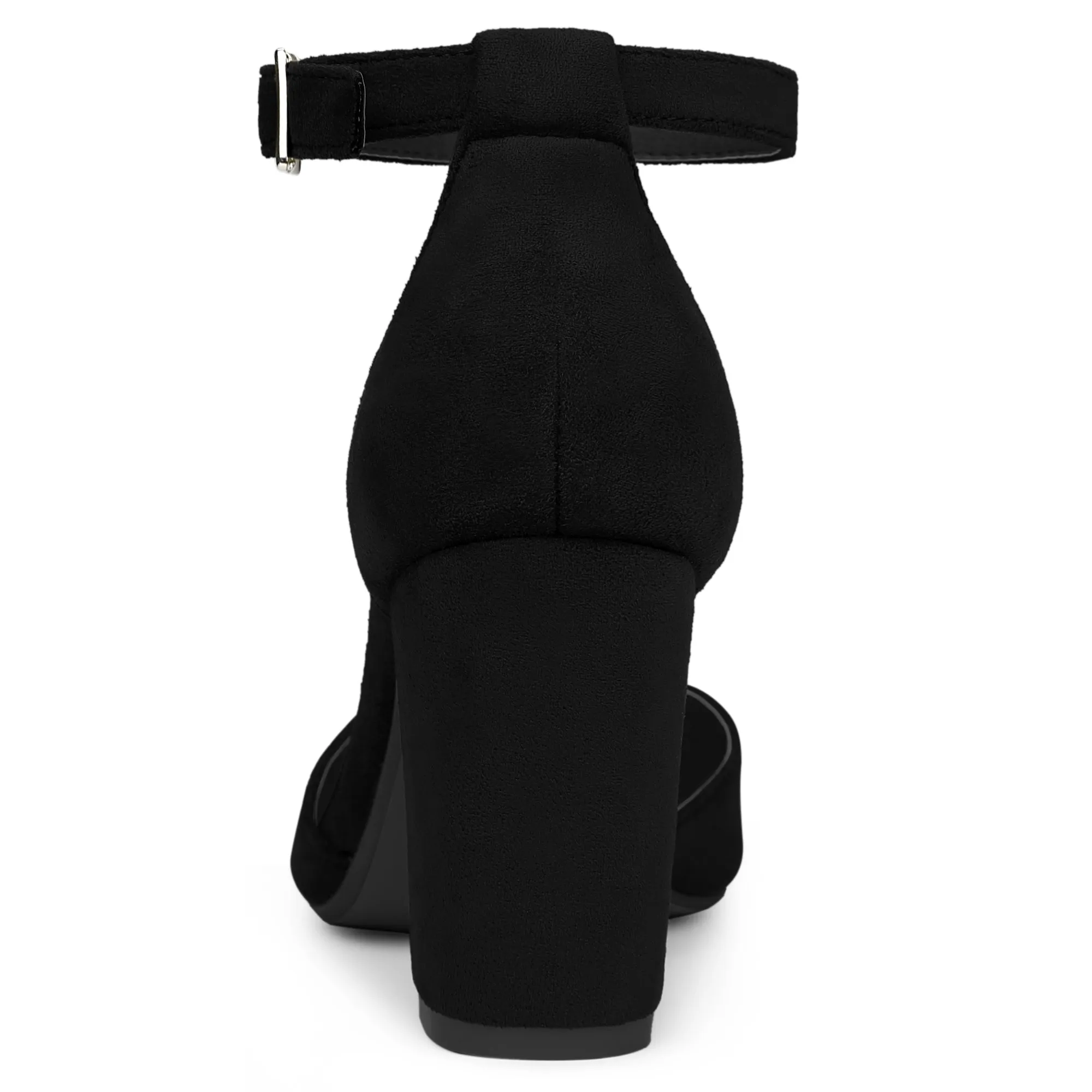 Ankle Strap Pointed Toe Block Heel Pumps