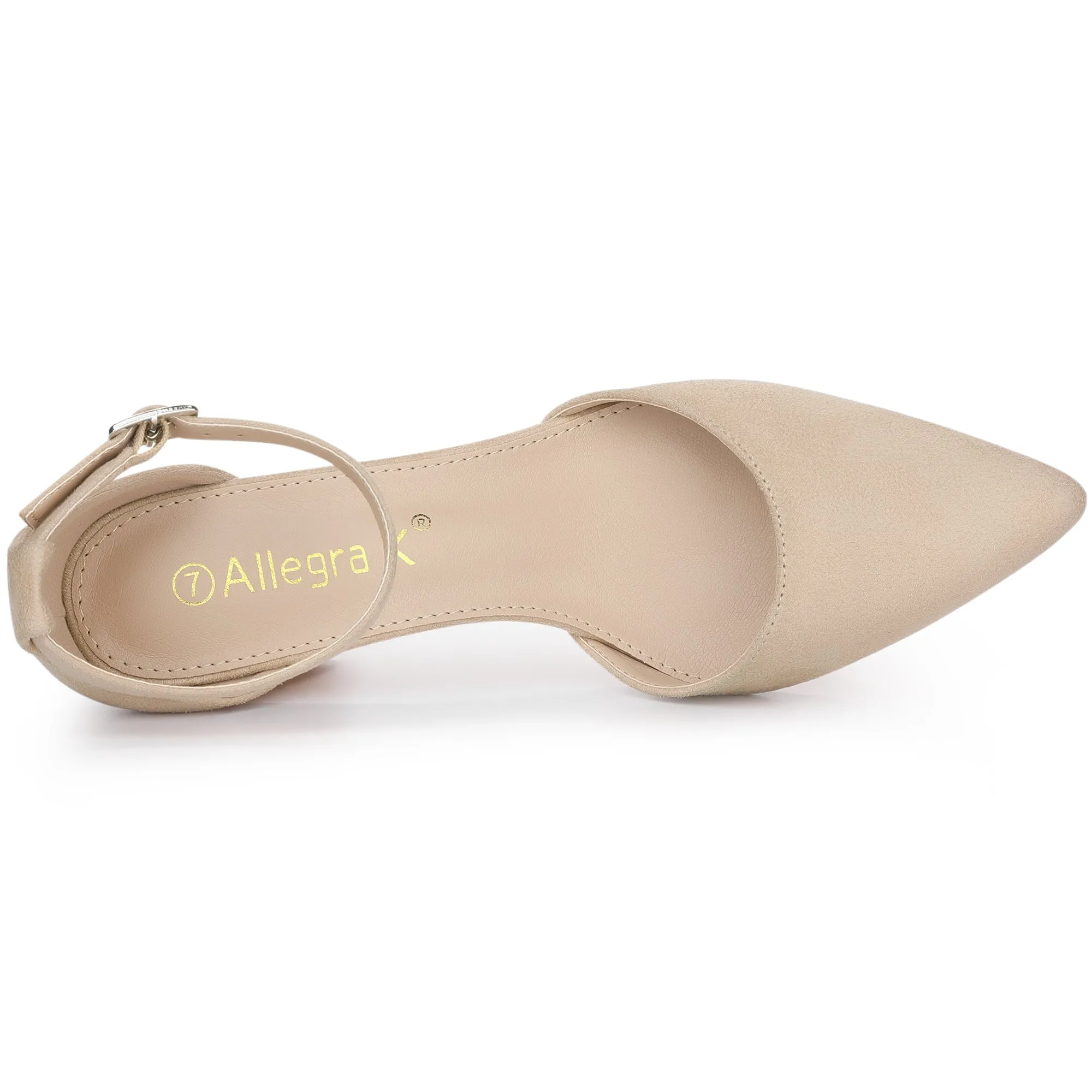 Ankle Strap Pointed Toe Block Heel Pumps