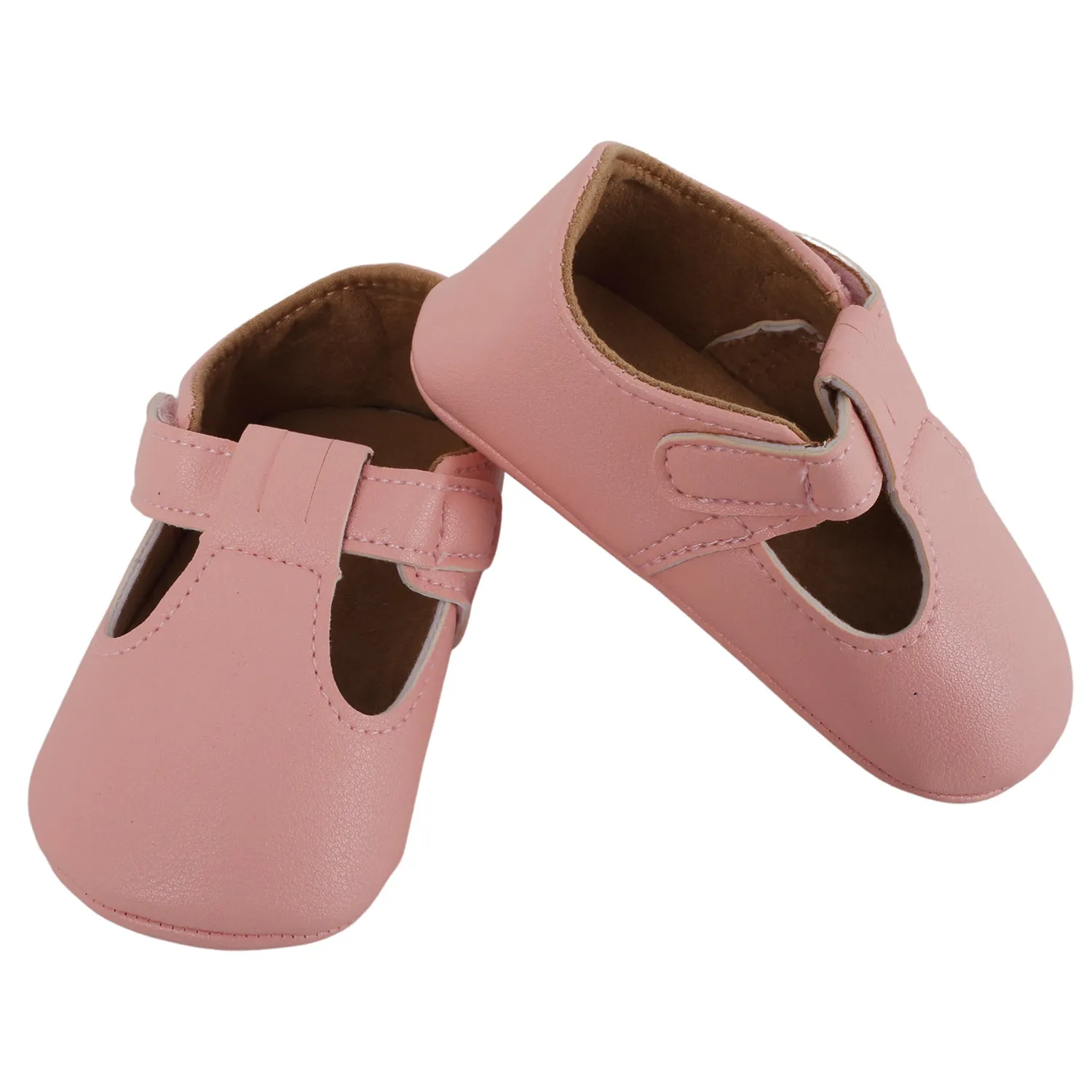 Baby Moo Dressy Pink Velcro Booties