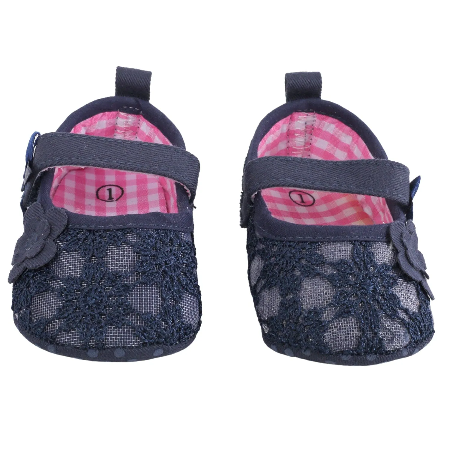 Baby Moo Floral Lace Blue Booties