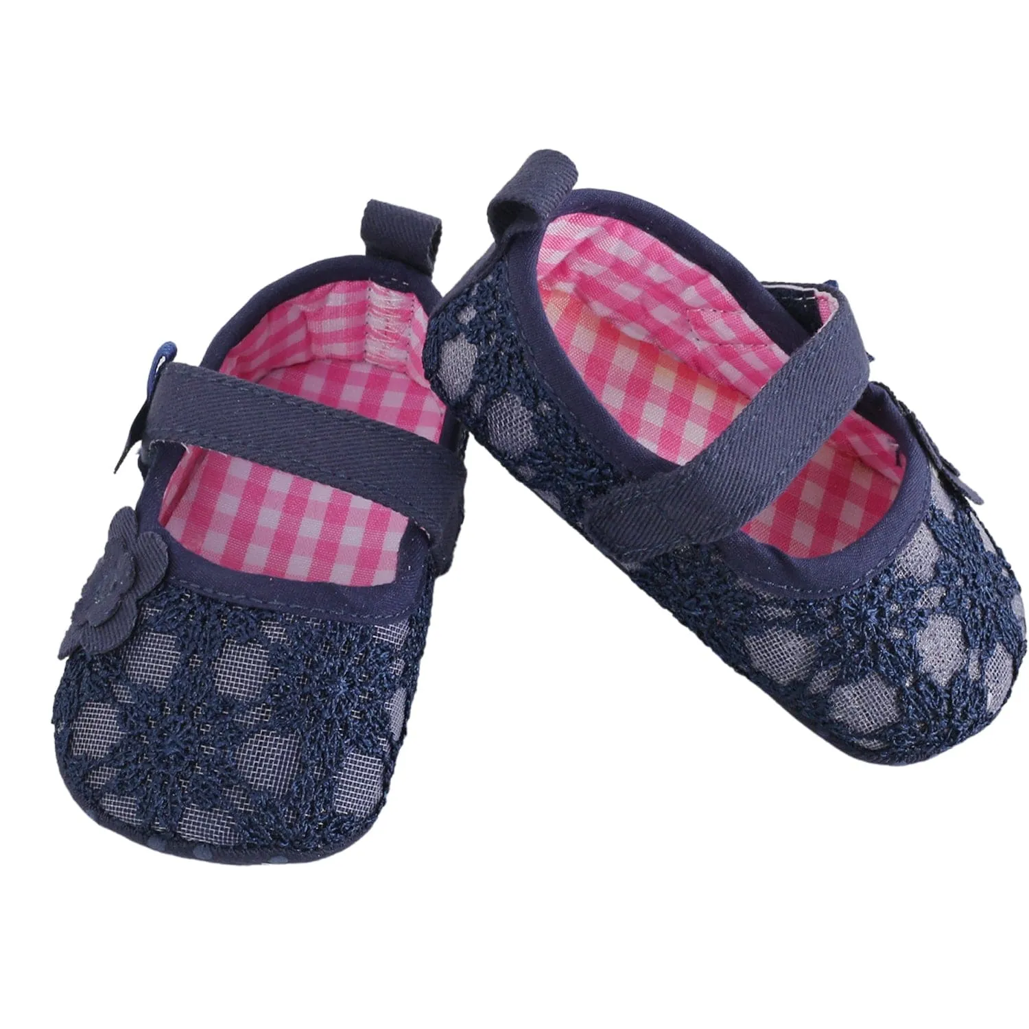 Baby Moo Floral Lace Blue Booties