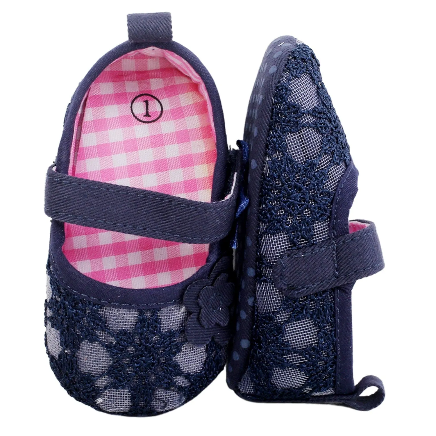 Baby Moo Floral Lace Blue Booties