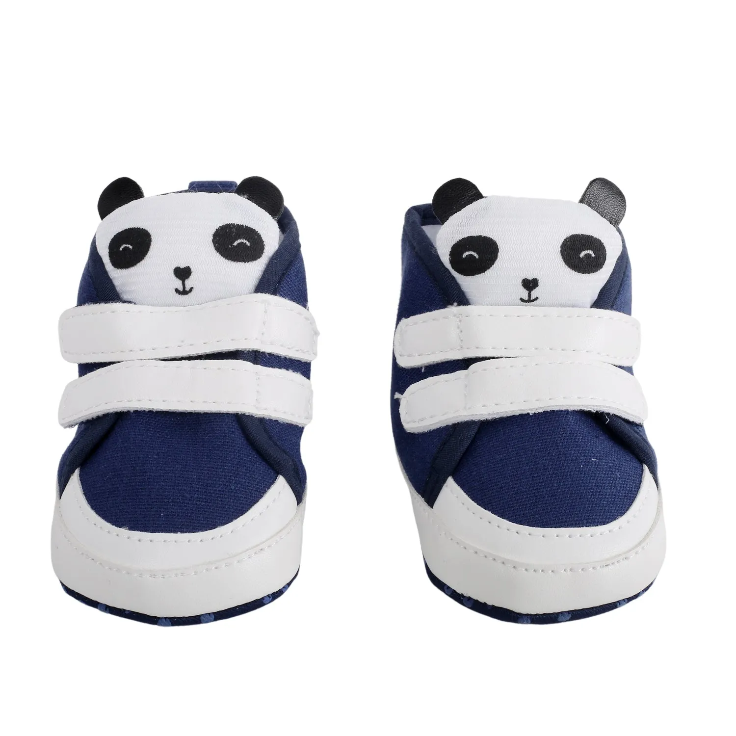 Baby Moo Panda Blue Velcro Booties
