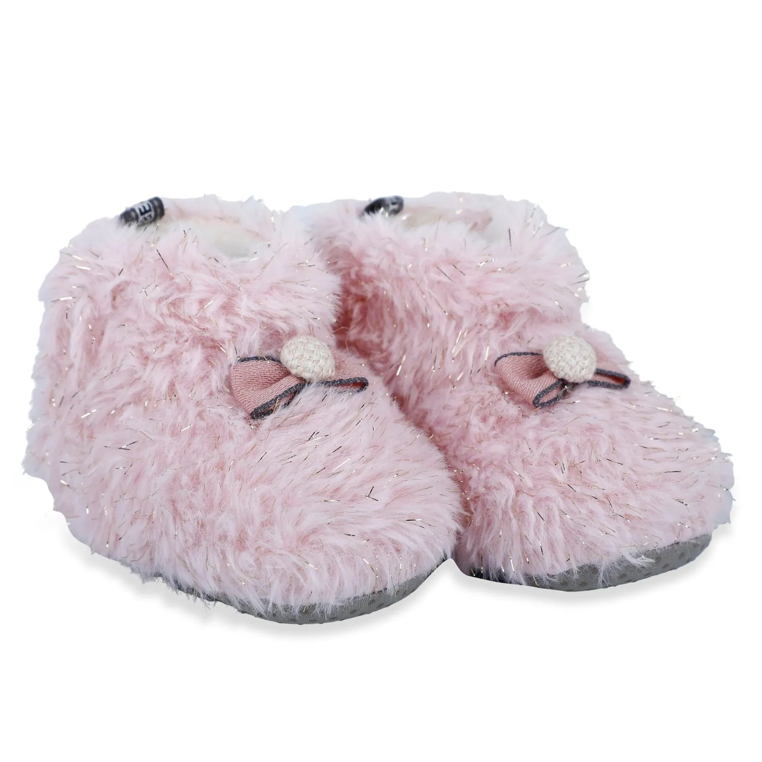 Baby Moo Papa's Angel Velcro Warm Furry Booties - Pink