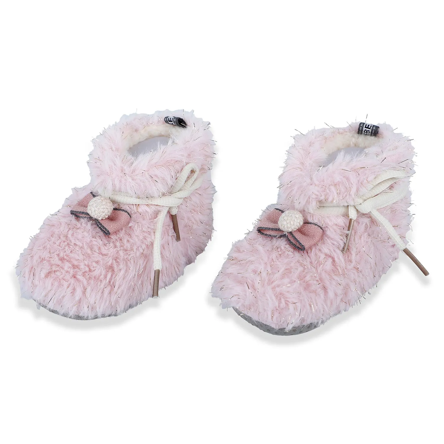 Baby Moo Papa's Angel Velcro Warm Furry Booties - Pink