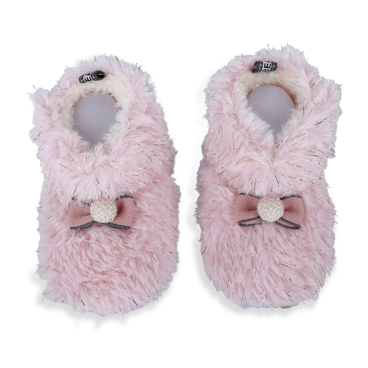 Baby Moo Papa's Angel Velcro Warm Furry Booties - Pink