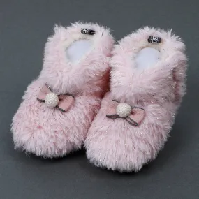 Baby Moo Papa's Angel Velcro Warm Furry Booties - Pink