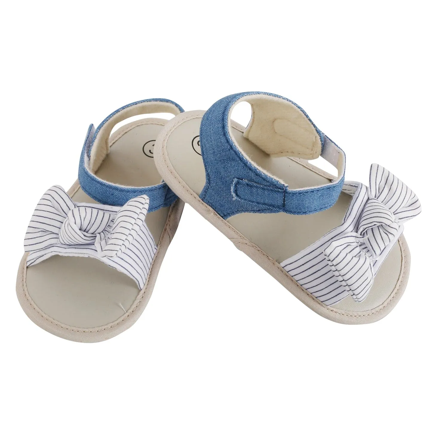 Baby Moo Striped Blue Booties