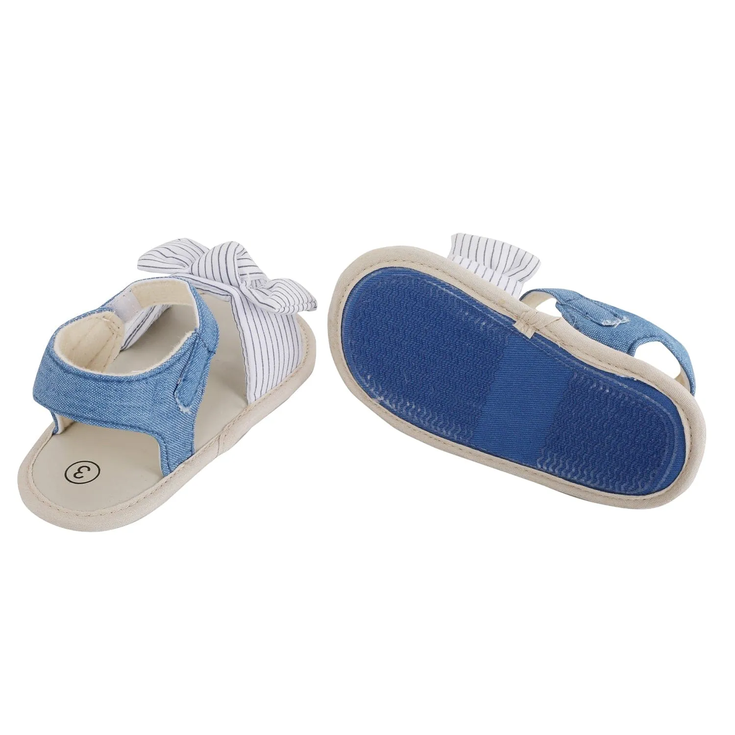 Baby Moo Striped Blue Booties