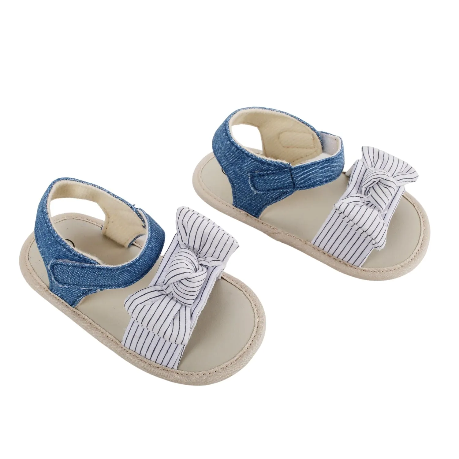 Baby Moo Striped Blue Booties