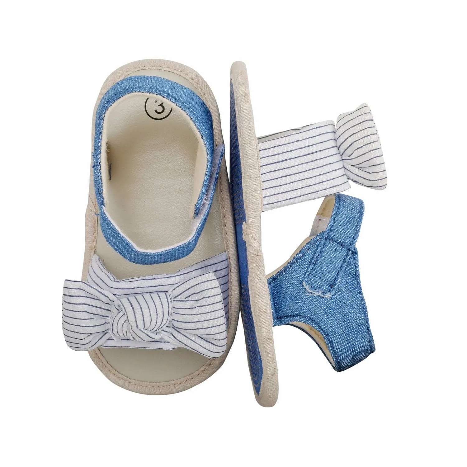 Baby Moo Striped Blue Booties