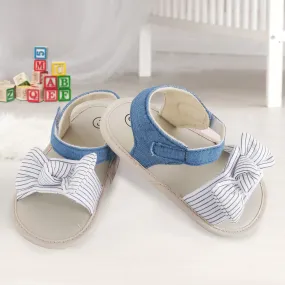 Baby Moo Striped Blue Booties