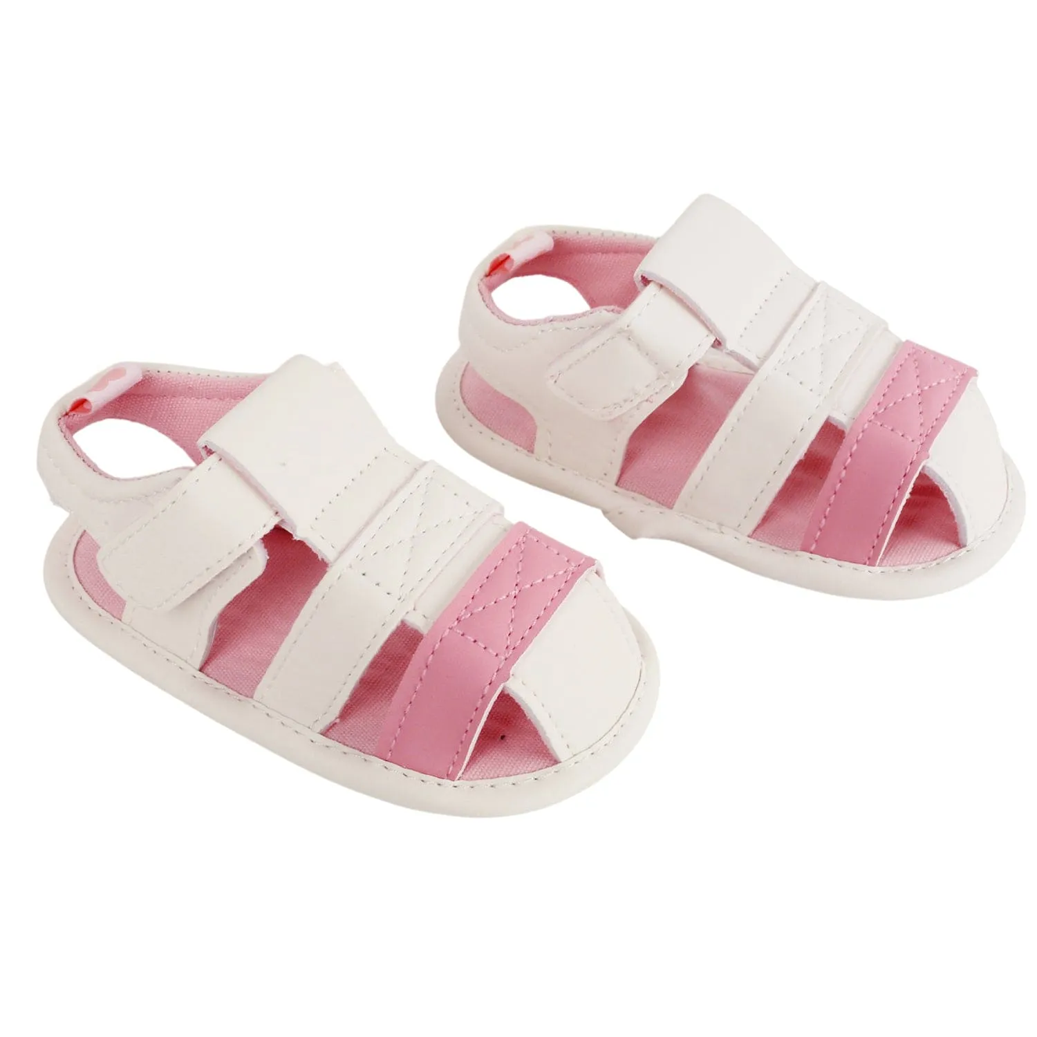 Baby Moo White And Pink Velcro Booties