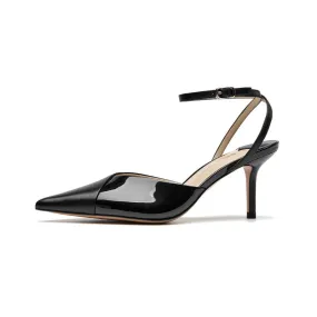 BeauToday Genuine Cow Leather Pointed Toe Stilettos With Metal Buckle Closure for Women