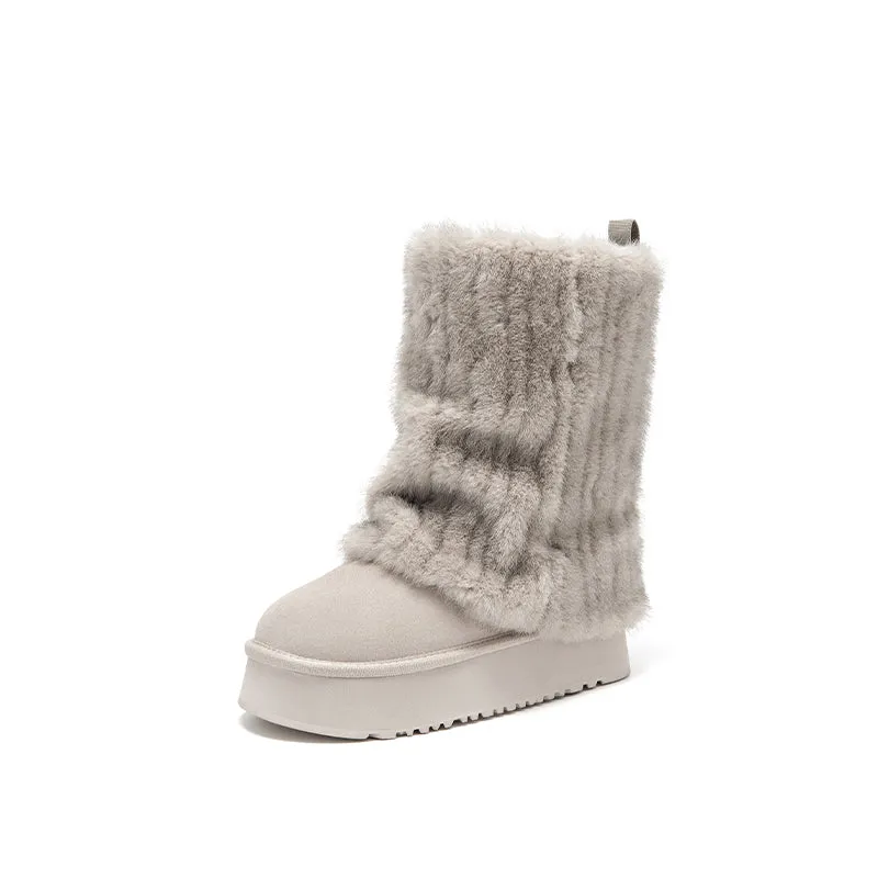 BeauToday Womens Platform Furry Ankle Cuff Booties for Winter