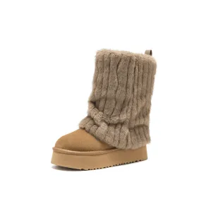 BeauToday Womens Platform Furry Ankle Cuff Booties for Winter
