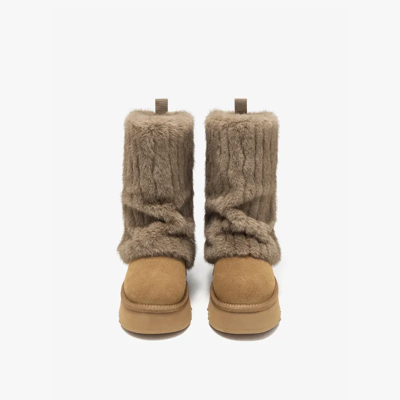 BeauToday Womens Platform Furry Ankle Cuff Booties for Winter