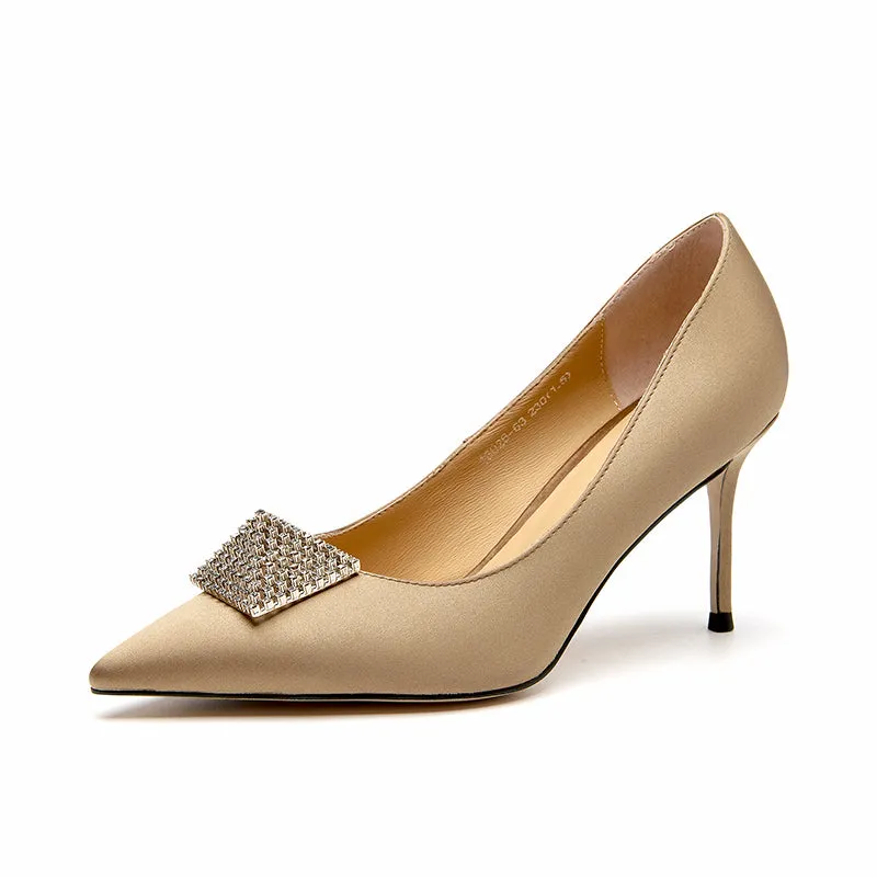 Beautoday Women's Stilettoes Pointed Toe Pumps High Heel with Solid Color