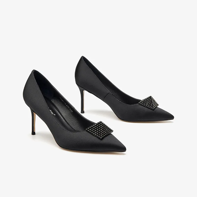 Beautoday Women's Stilettoes Pointed Toe Pumps High Heel with Solid Color