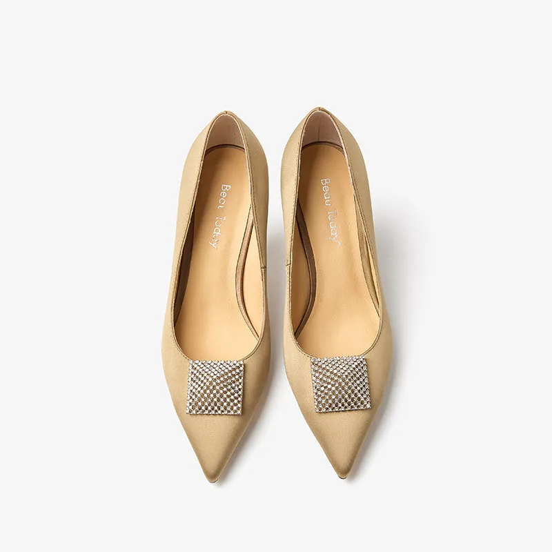 Beautoday Women's Stilettoes Pointed Toe Pumps High Heel with Solid Color