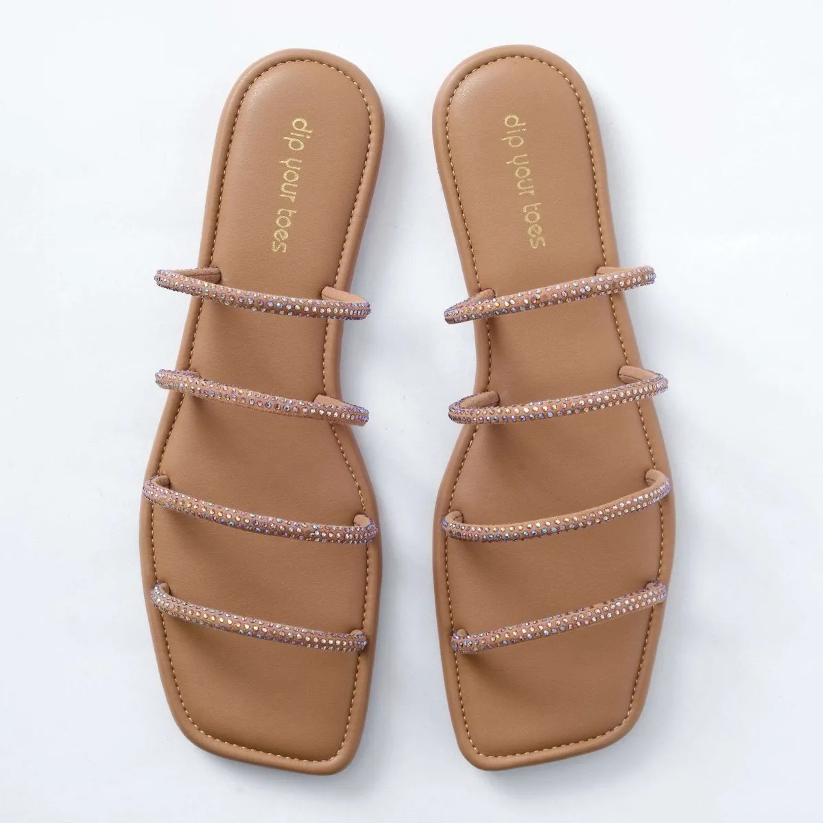 Beige Crystal-embellished flats