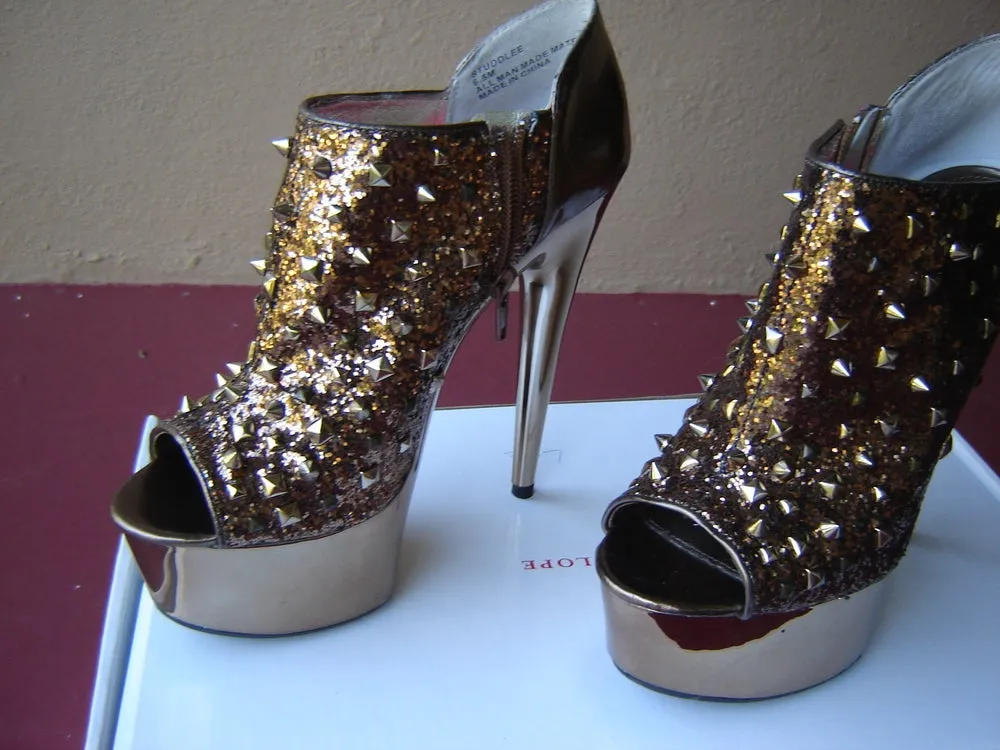 Betsey Johnson Studded Peep Toe Platform Bootie