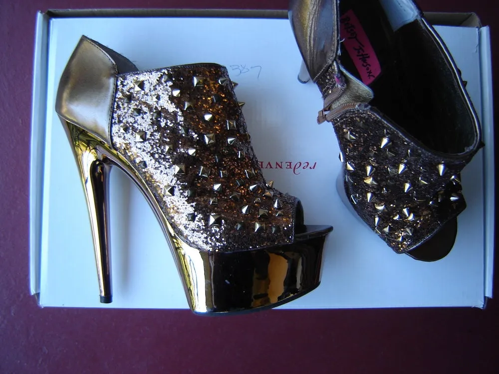 Betsey Johnson Studded Peep Toe Platform Bootie