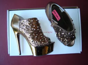Betsey Johnson Studded Peep Toe Platform Bootie