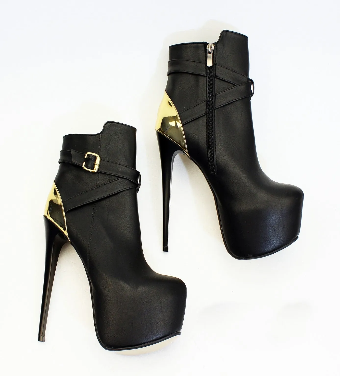 Black Gold High Heel Boots