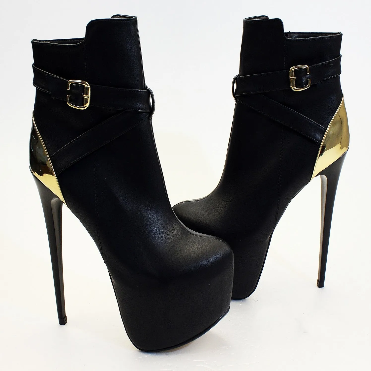 Black Gold High Heel Boots