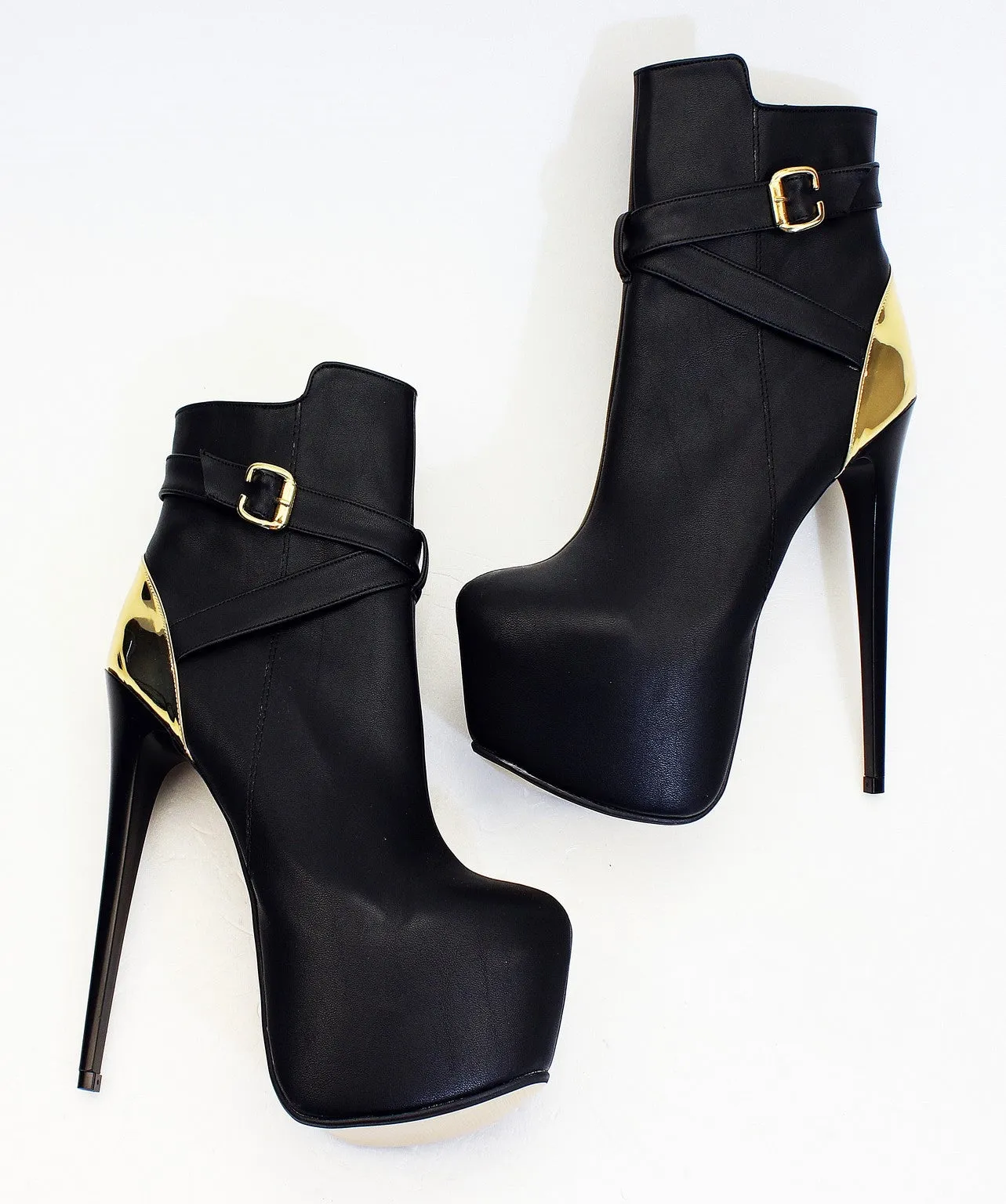Black Gold High Heel Boots