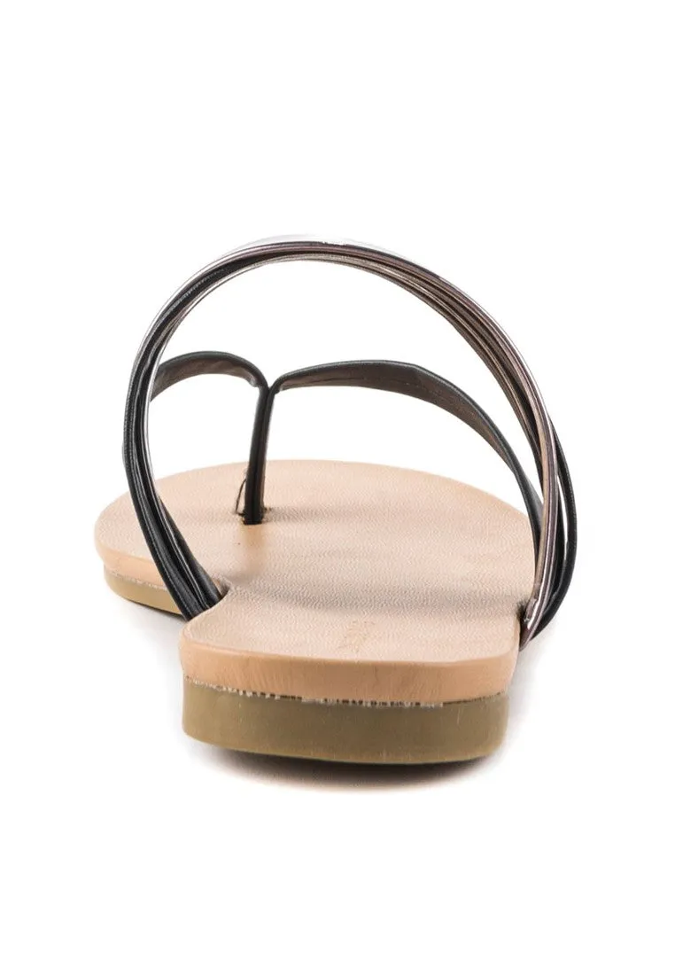 Black Strap Flat Thongs
