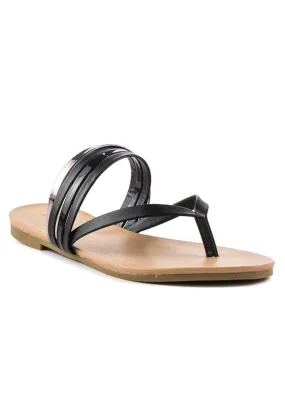 Black Strap Flat Thongs