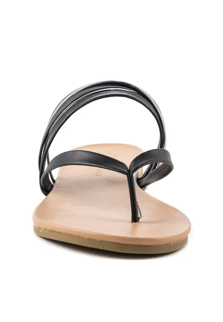 Black Strap Flat Thongs