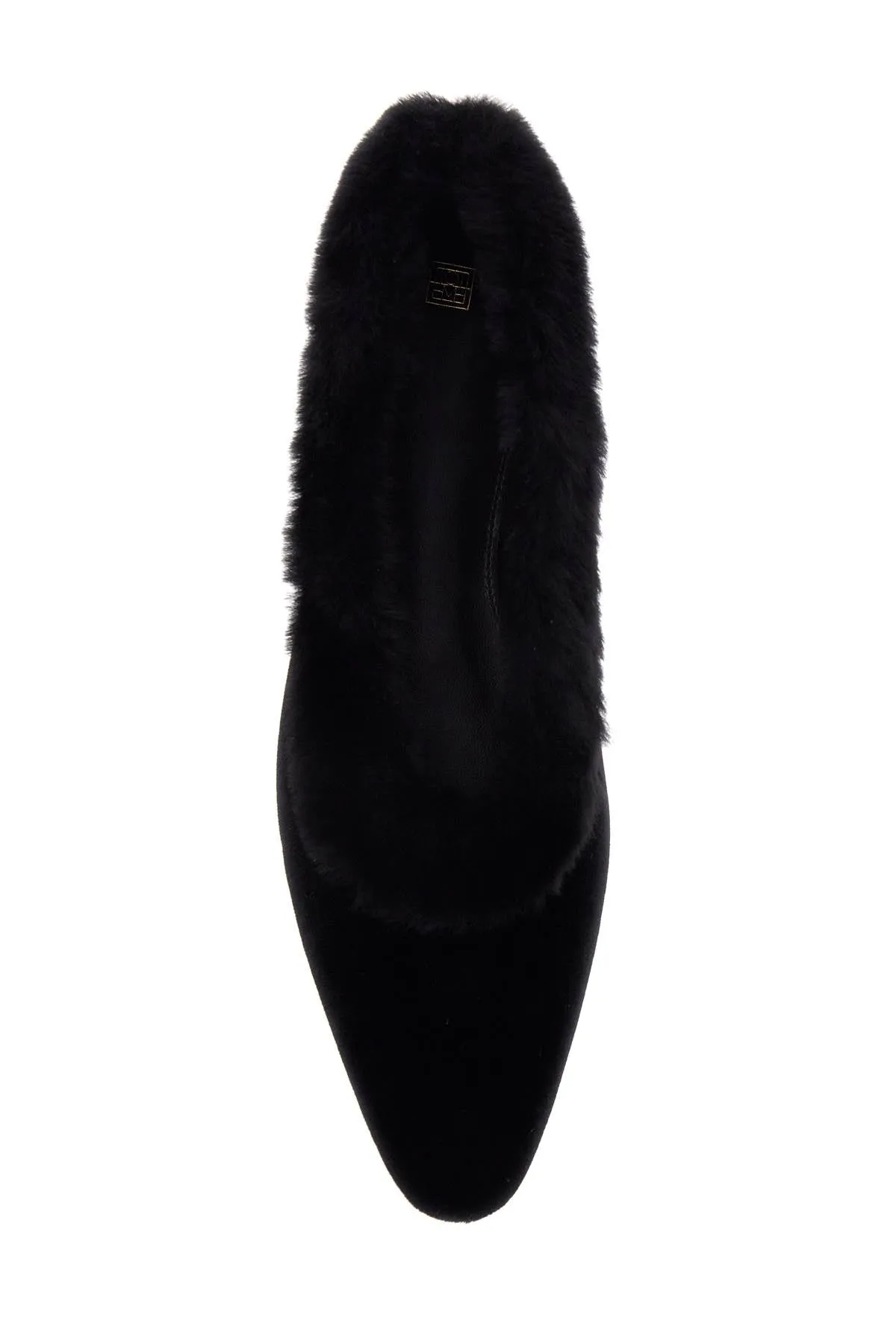 black velvet ballerinas with shearling trim 251 WAS0183 FB0361 BLACK
