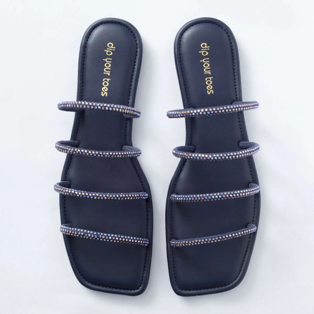 Blue Crystal-embellished flats