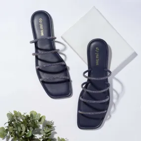 Blue Crystal-embellished flats
