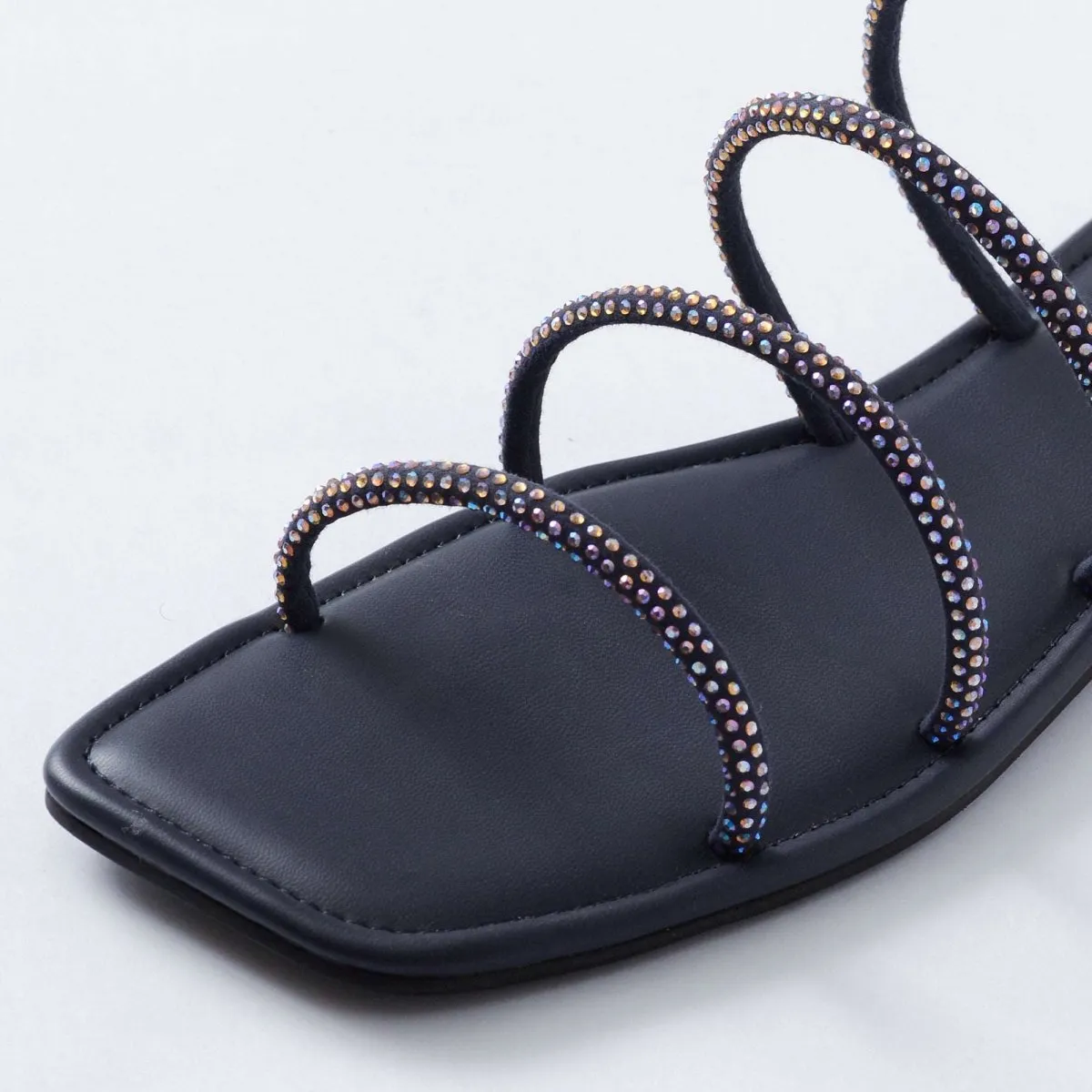 Blue Crystal-embellished flats